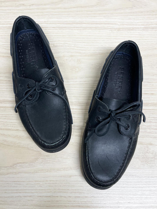 sperry leather top sider 2-eye boat shoe | all-black