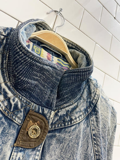 vintage 80s be in the seen acid wash flannel lined denim parka - good market thrift store