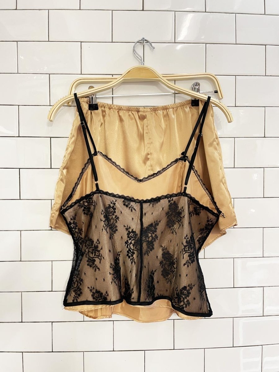 x2 vintage 00s lace cami + satin shorts set - good market thrift store