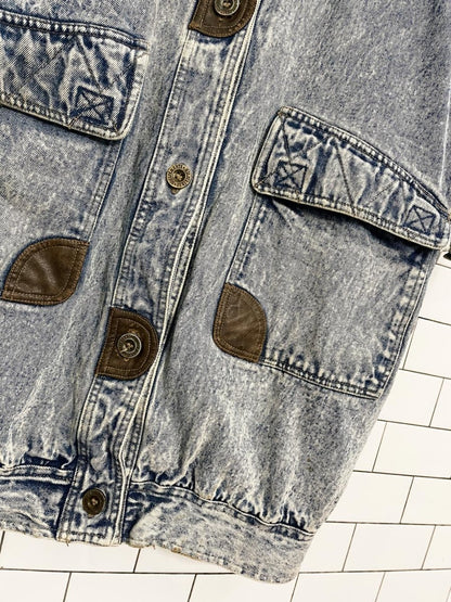 vintage 80s be in the seen acid wash flannel lined denim parka - good market thrift store