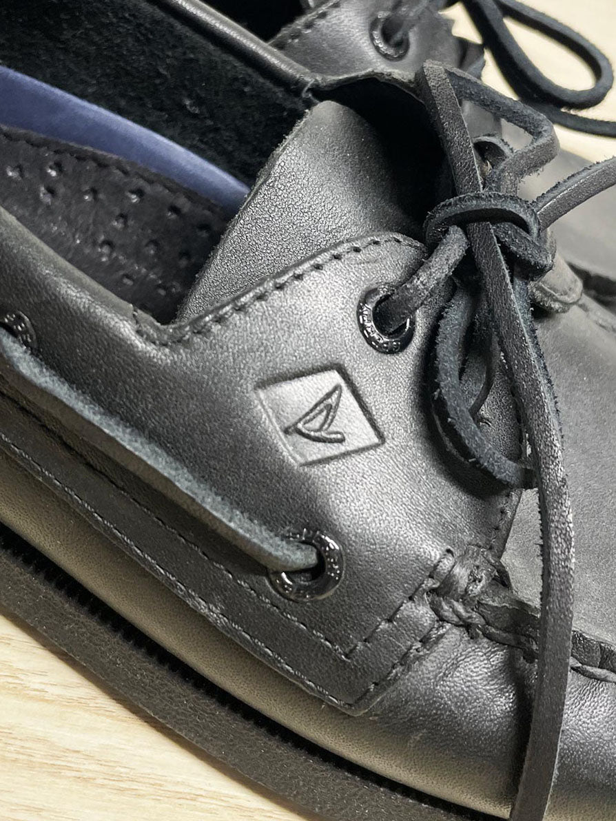 sperry leather top sider 2-eye boat shoe | all-black