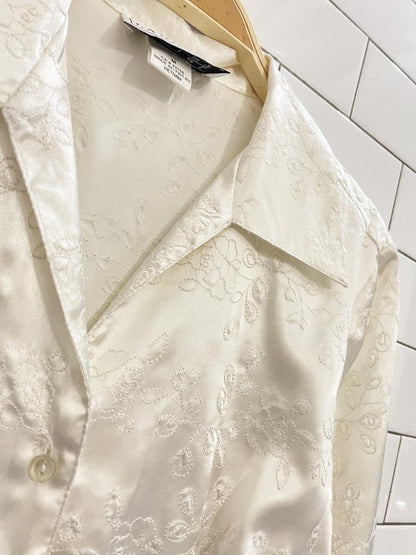 vintage 00s daniel laurent embroidered satin blouse - good market thrift store