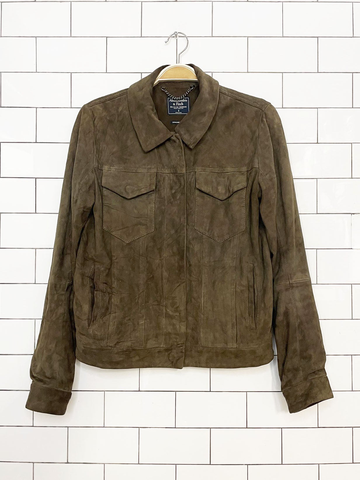 abercrombie & fitch lamb suede full button jacket | made in India