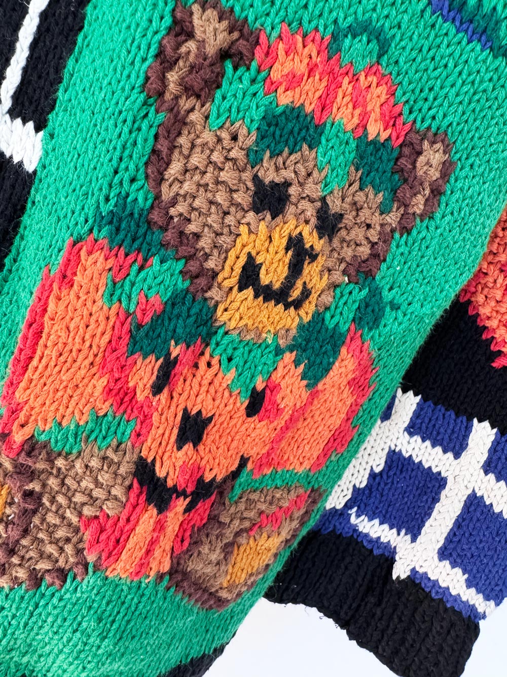 vintage the eagles eye halloween chunky knit cardigan sweater | ramie-blend