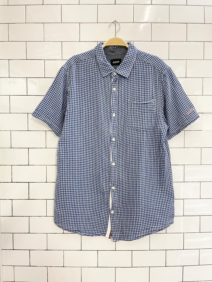 hudson gauze cotton gingham plaid shirt - good market thrift store