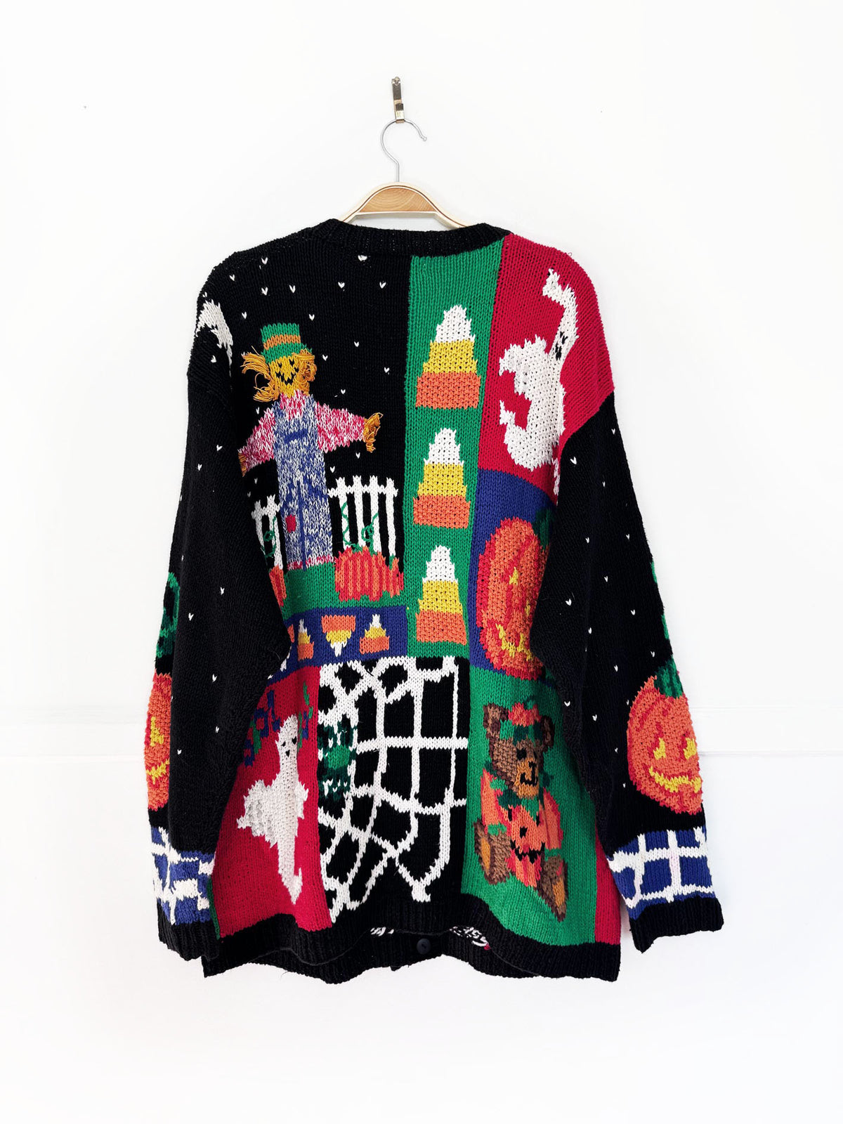 vintage the eagles eye halloween chunky knit cardigan sweater | ramie-blend