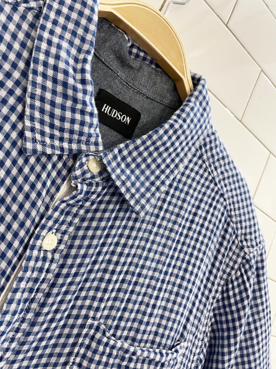 hudson gauze cotton gingham plaid shirt - good market thrift store