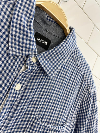hudson gauze cotton gingham plaid shirt - good market thrift store