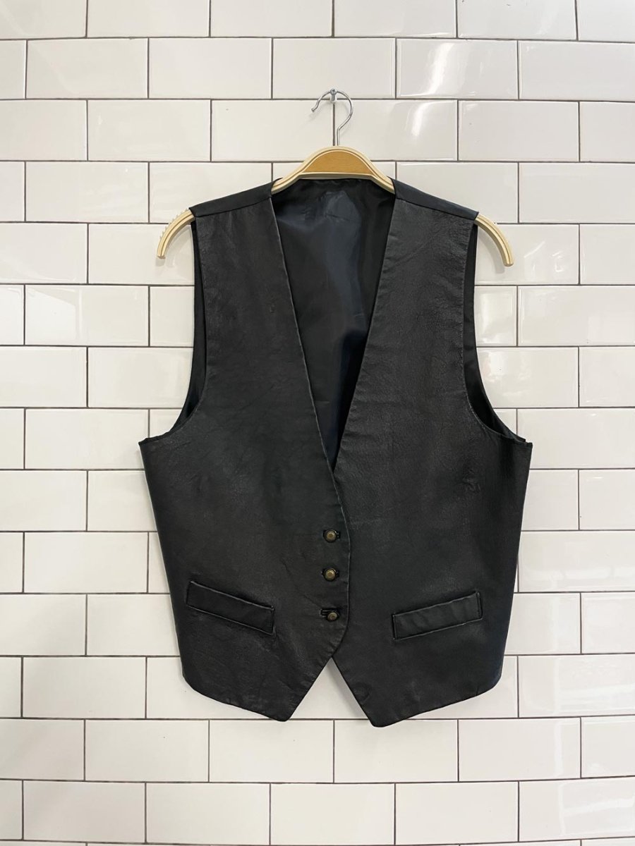 vintage black leather vest - good market thrift store