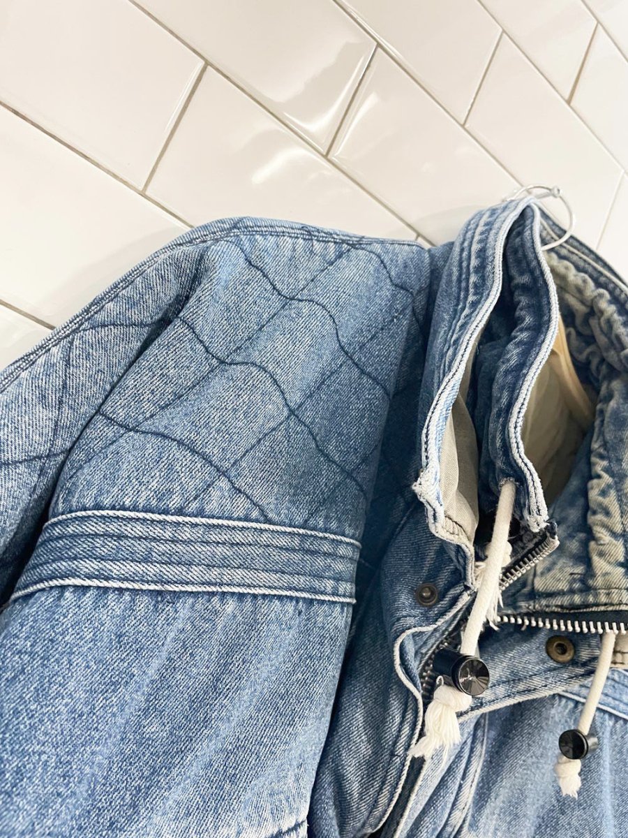 vintage 90s GAIN quilted puffer denim bomber jacket - good market thrift store