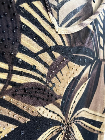 vintage 00s le mieux tropical leaf chiffon sleeve top - good market thrift store