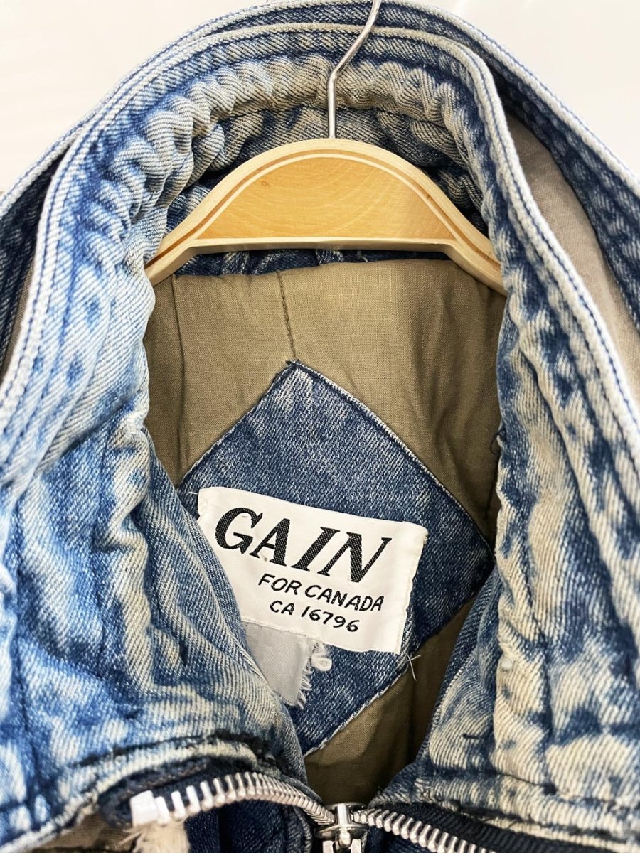 vintage 90s GAIN quilted puffer denim bomber jacket - good market thrift store