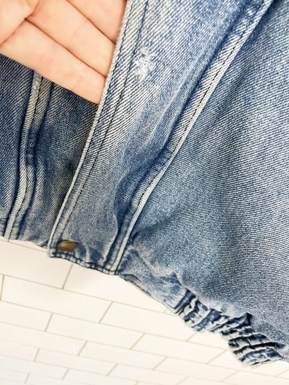 vintage 90s GAIN quilted puffer denim bomber jacket - good market thrift store