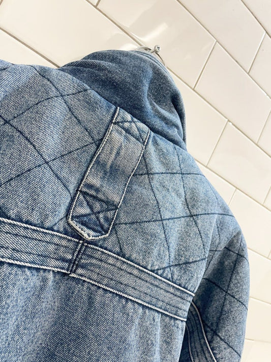 vintage 90s GAIN quilted puffer denim bomber jacket - good market thrift store