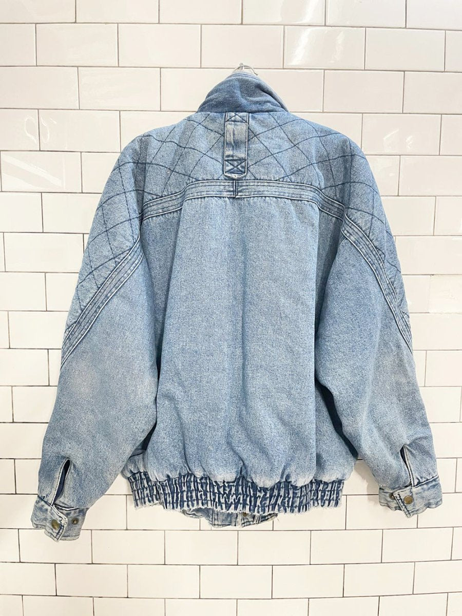 vintage 90s GAIN quilted puffer denim bomber jacket - good market thrift store