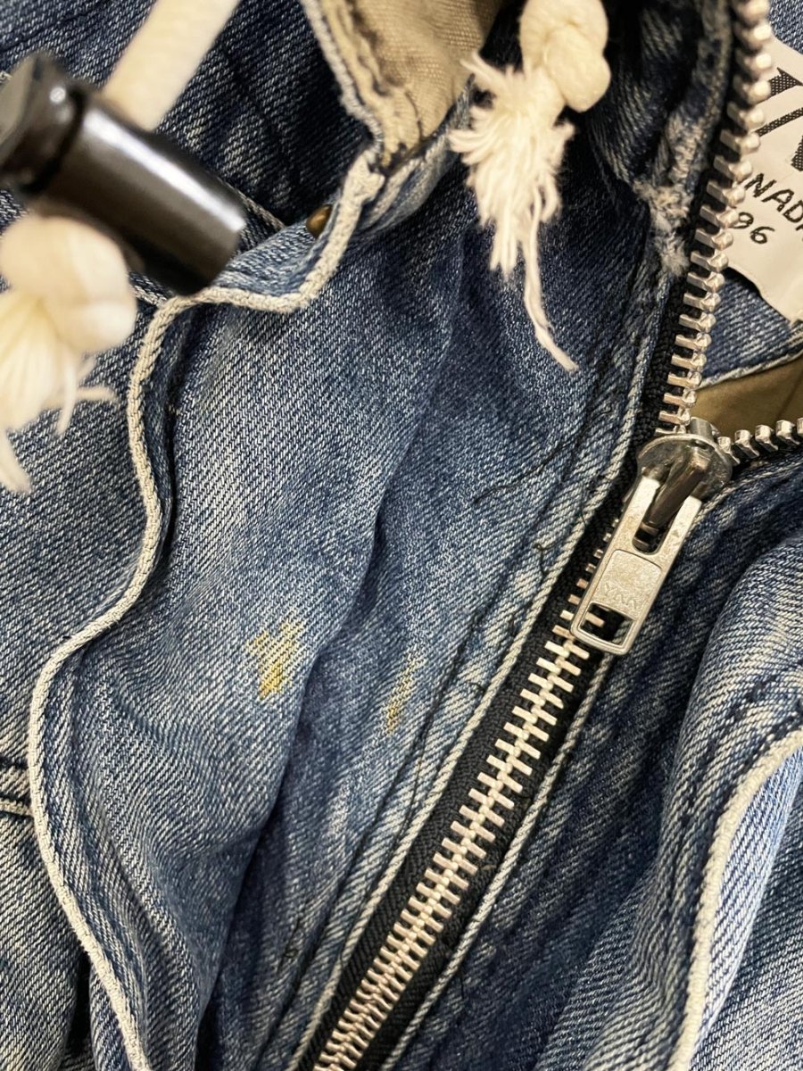 vintage 90s GAIN quilted puffer denim bomber jacket - good market thrift store