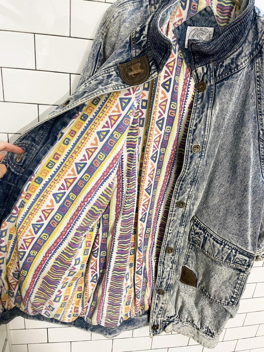 vintage 80s be in the seen acid wash flannel lined denim parka - good market thrift store