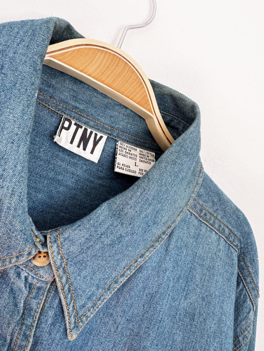 vintage PTNY country scarecrow denim full button shirt | halloween