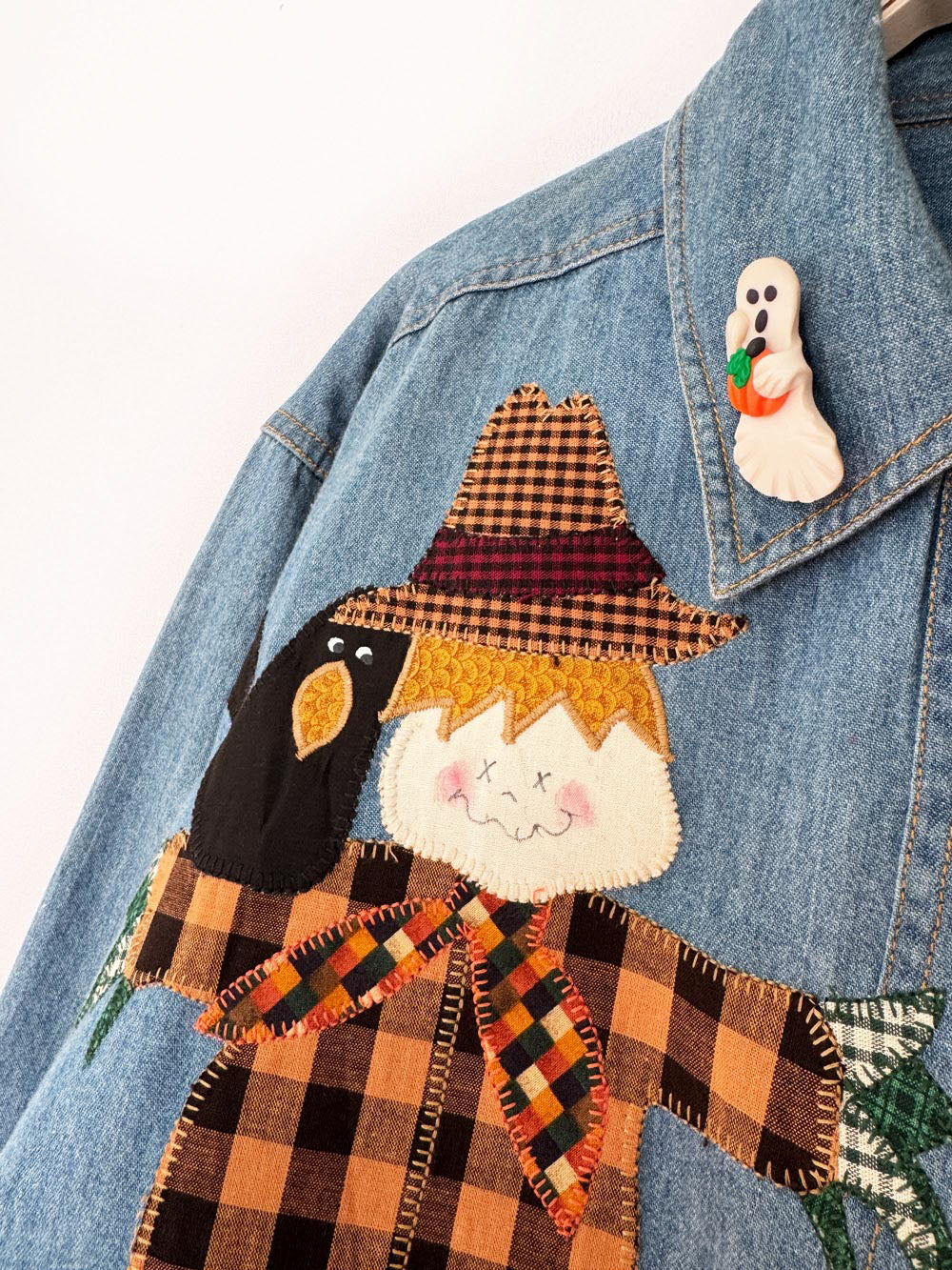 vintage PTNY country scarecrow denim full button shirt | halloween