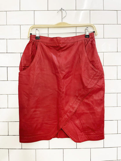 vintage 80s janan boutique butter leather mini skirt - good market thrift store