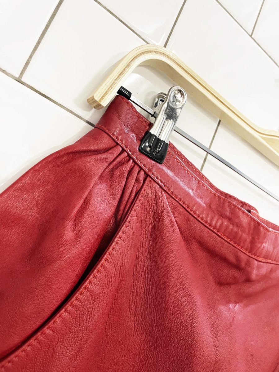 vintage 80s janan boutique butter leather mini skirt - good market thrift store