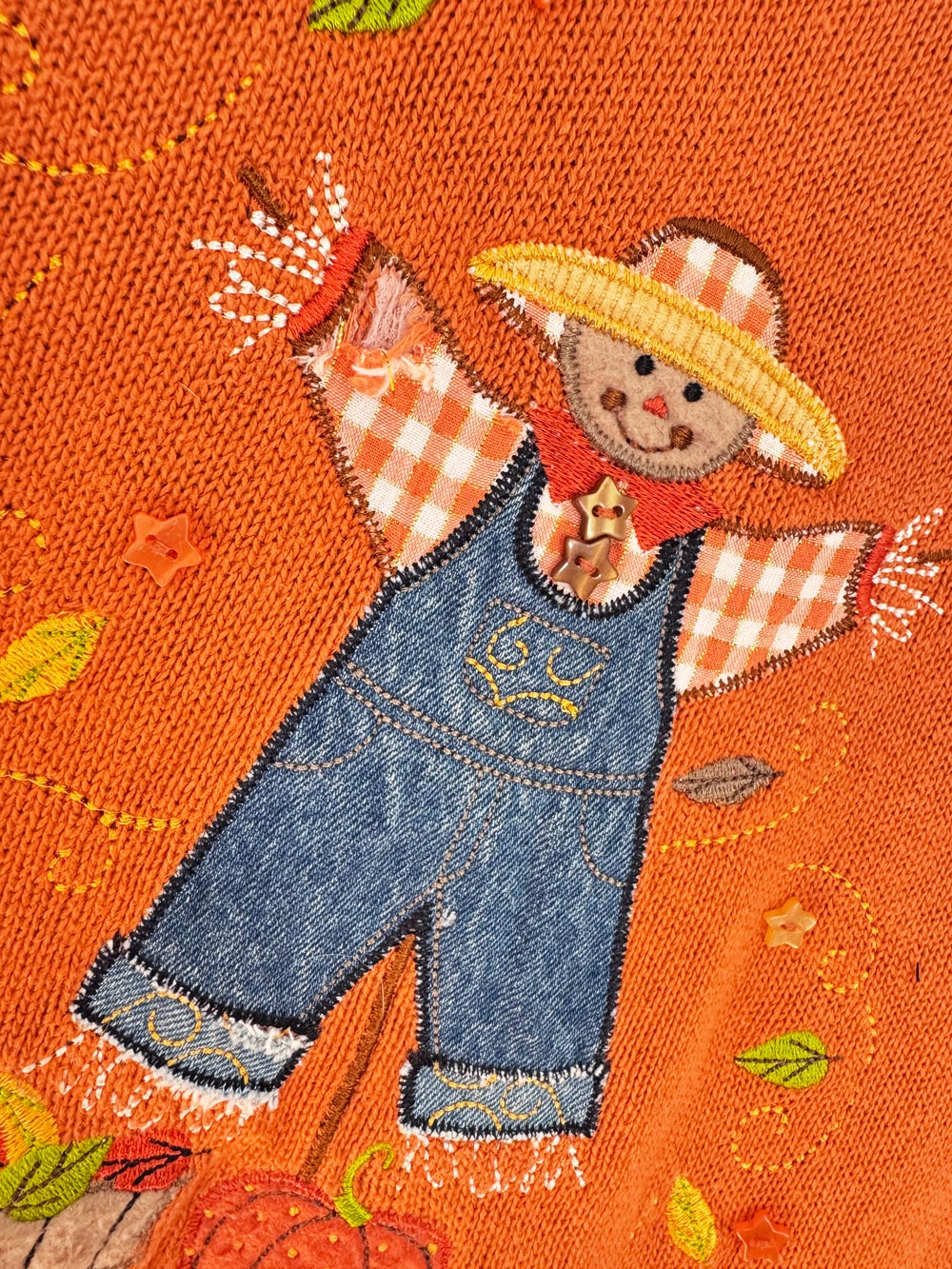 vintage 00s christopher & banks scarecrow knit sweater | halloween