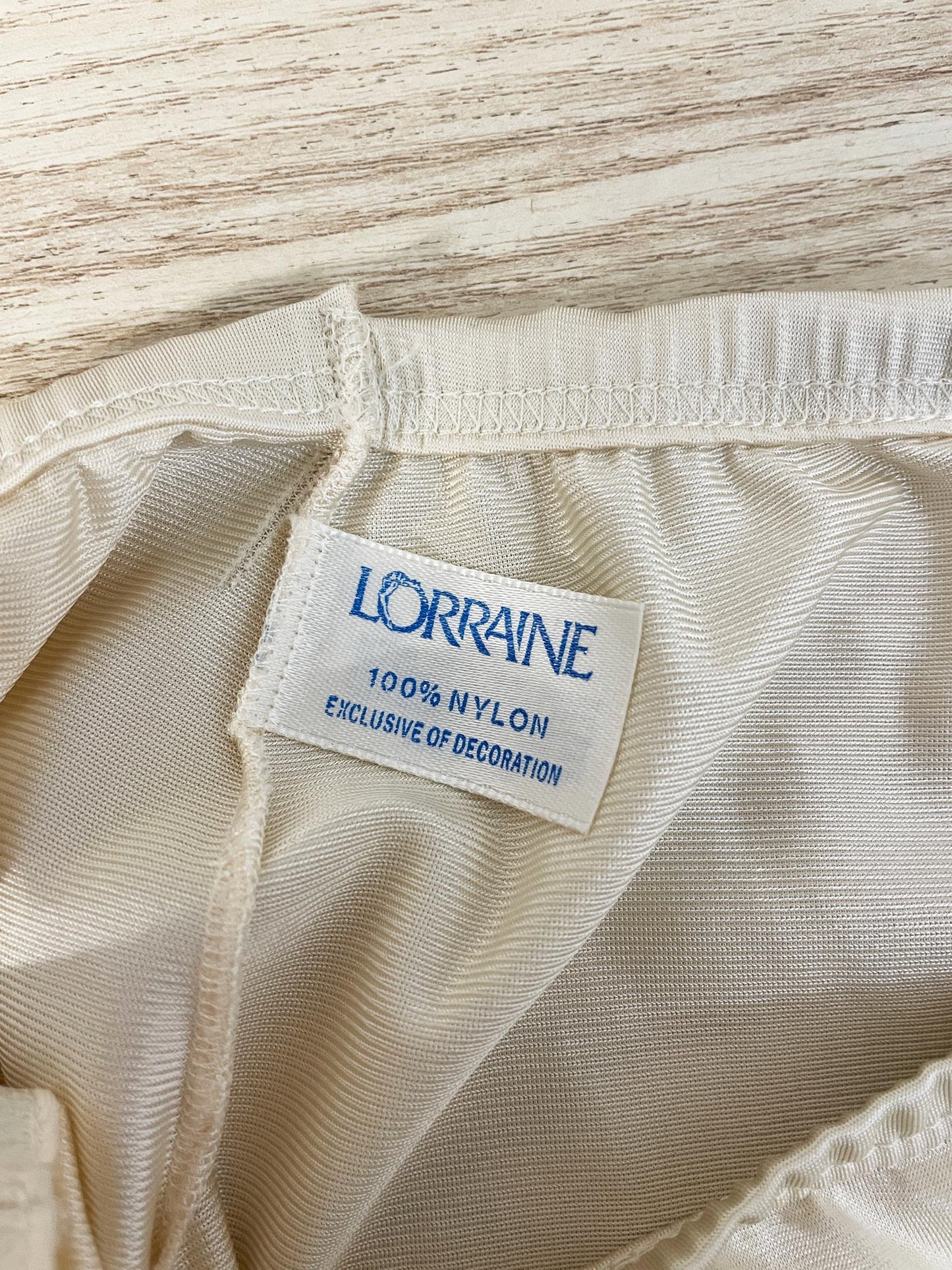 vintage 90s lorraine lace trim sateen midi slip skirt | made in usa