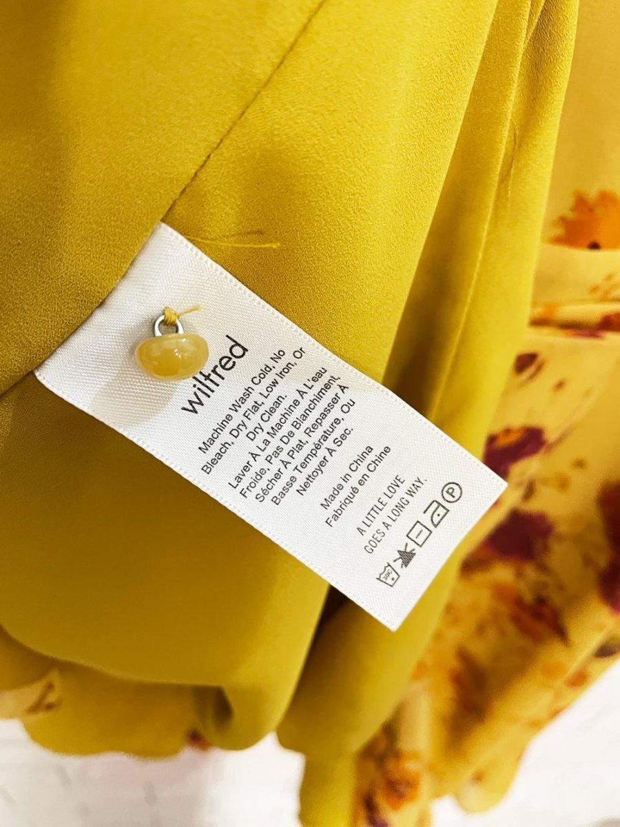 wilfred louise chiffon ruffle wrap fall florals mini dress | aritzia - good market thrift store