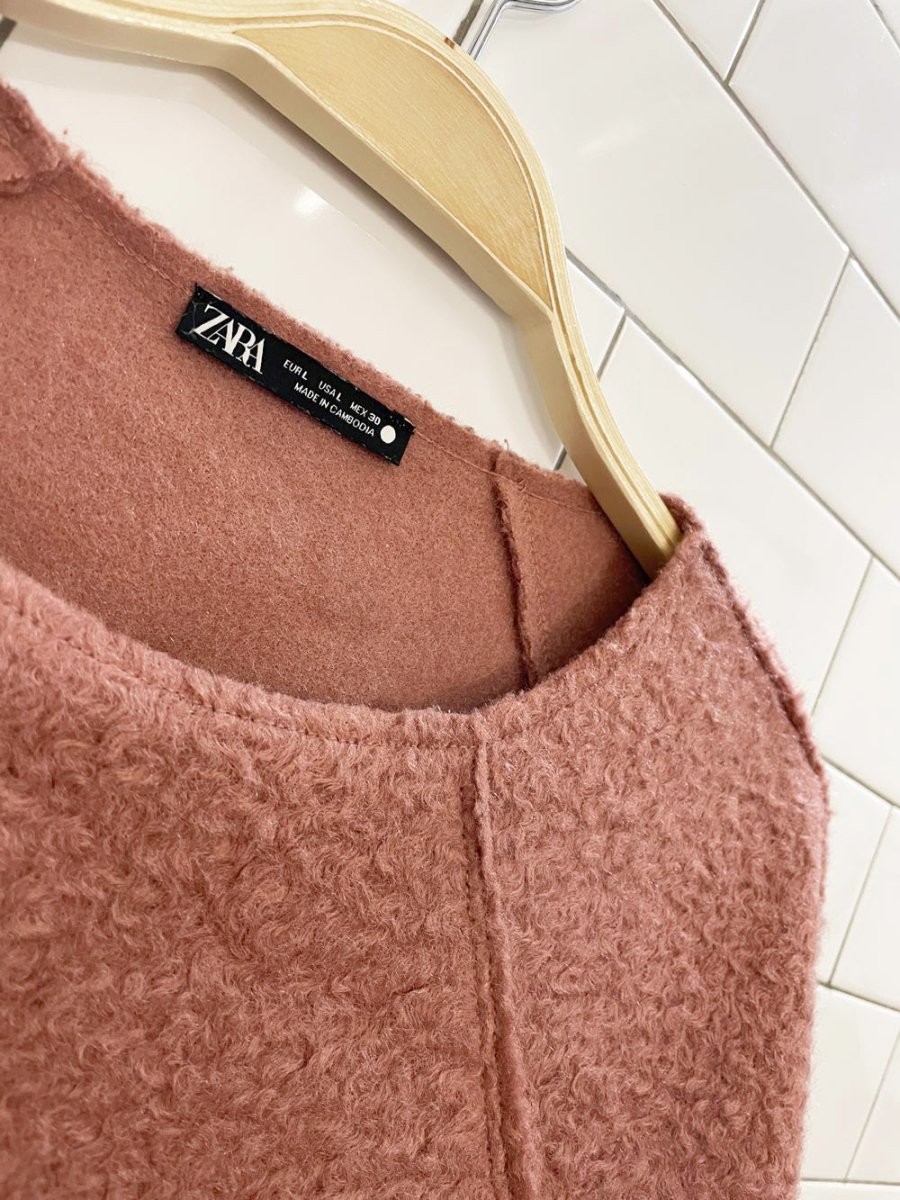 zara oversized shearling boucle structured sweatshirt - good market thrift store
