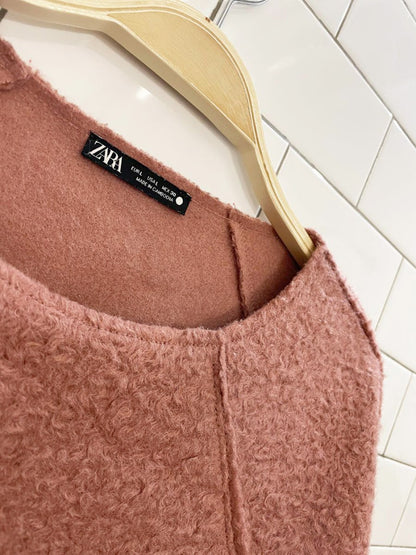 zara oversized shearling boucle structured sweatshirt - good market thrift store