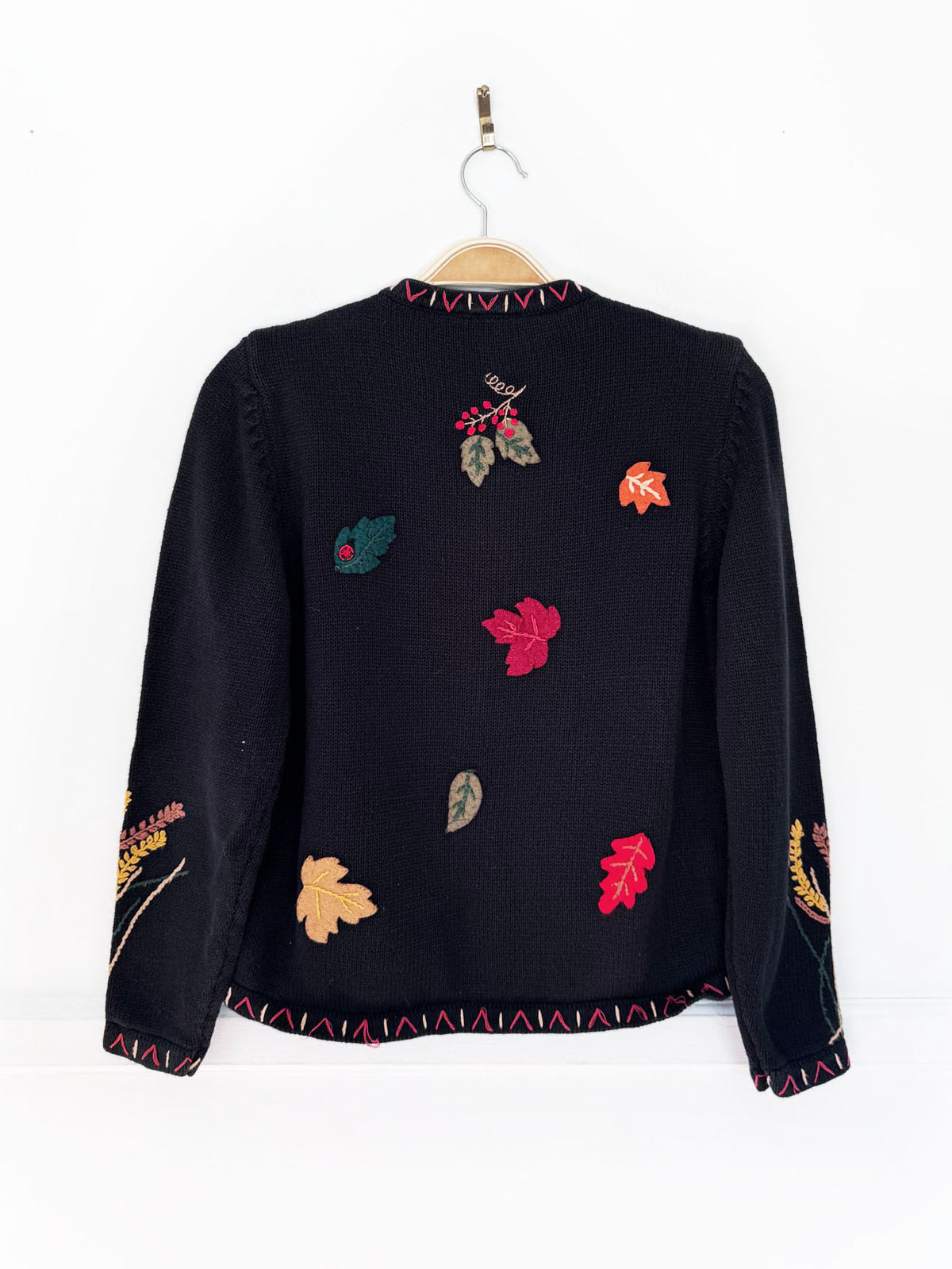 vintage the painted pony linen-blend fall scarecrow knit cardigan | halloween