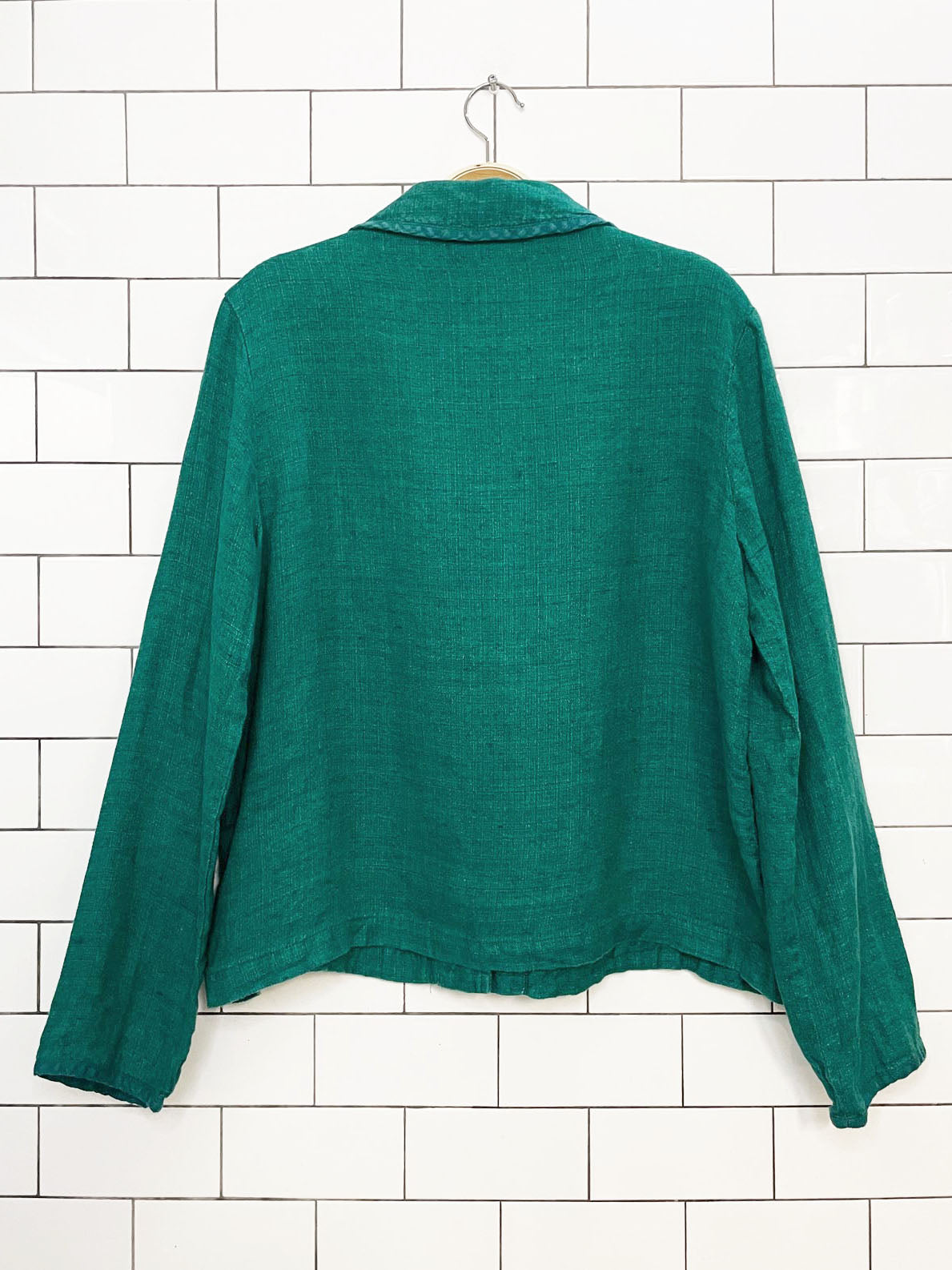 flax 100% linen relaxed full button light jacket