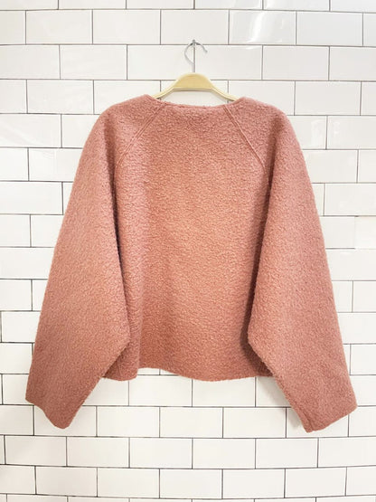 zara oversized shearling boucle structured sweatshirt - good market thrift store