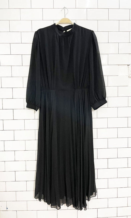 ellison chiffon sleeve pleated midi dress - good market thrift store