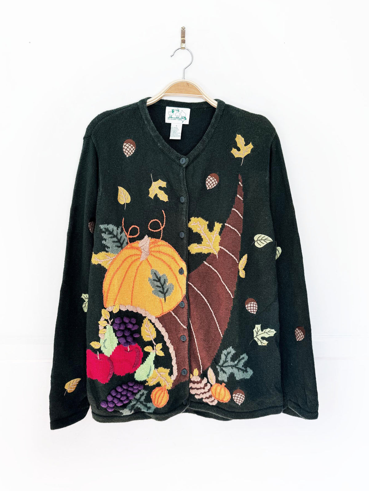 vintage the quacker factory fall harvest knit cardigan sweater | ramie-blend