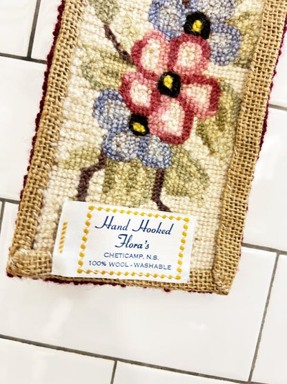 vintage 60s hand hooked flora’s 100% wool wall hang - good market thrift store