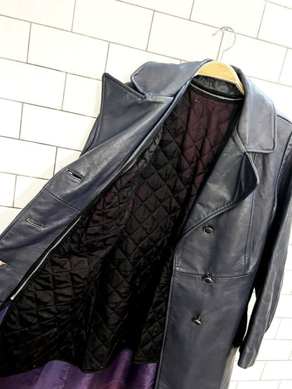 vintage soft leather double breated jacket | zip out liner - good market thrift store