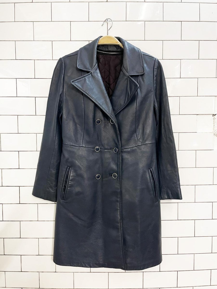 vintage soft leather double breated jacket | zip out liner - good market thrift store