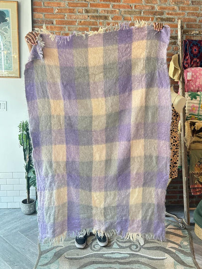 vintage 50s hbc glen cree 100% mohair plaid blanket | made in Scotland - good market thrift store