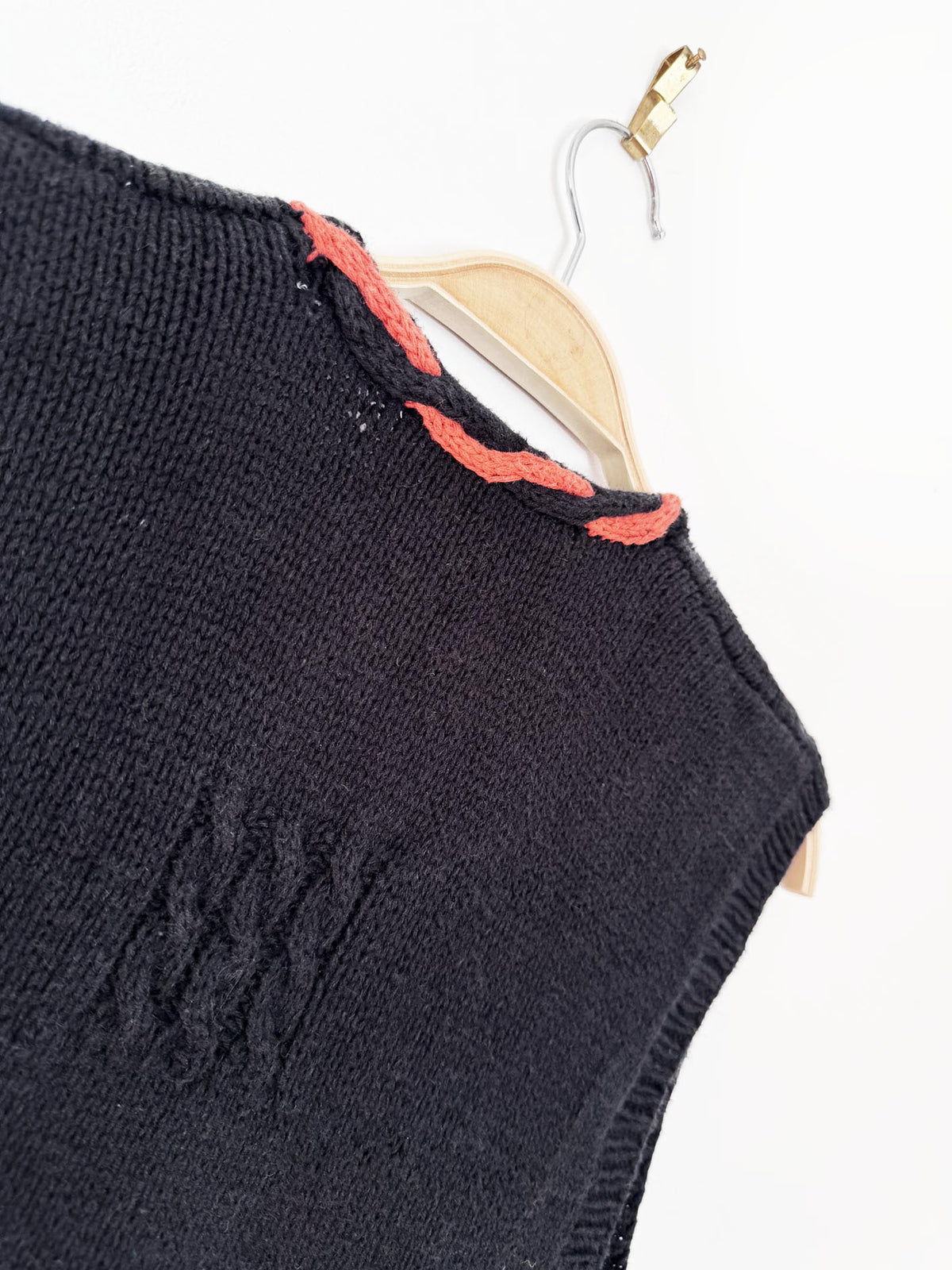 vintage marisa christina hand-knit ramie-blend pumpkin patch knit vest | halloween