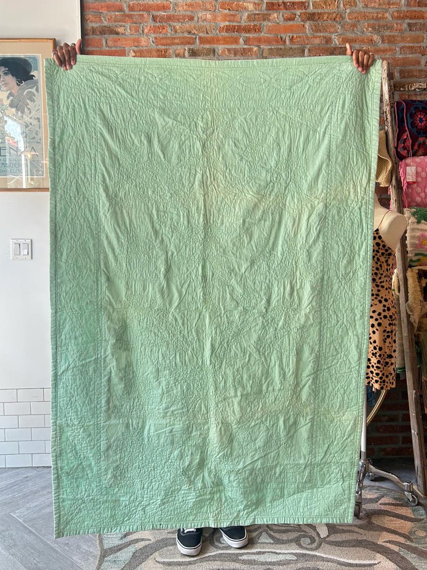 vintage handmade alice in wonderland quilted blanket - good market thrift store