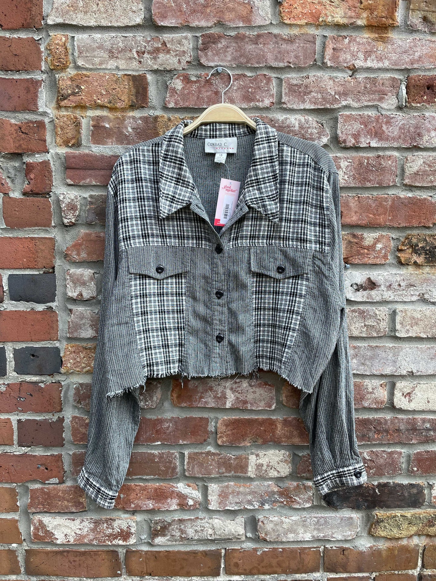 vintage conrad c cropped plaid shirt