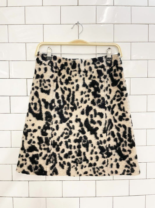 ann taylor felted wool - blend animal print mini skirt - good market thrift store