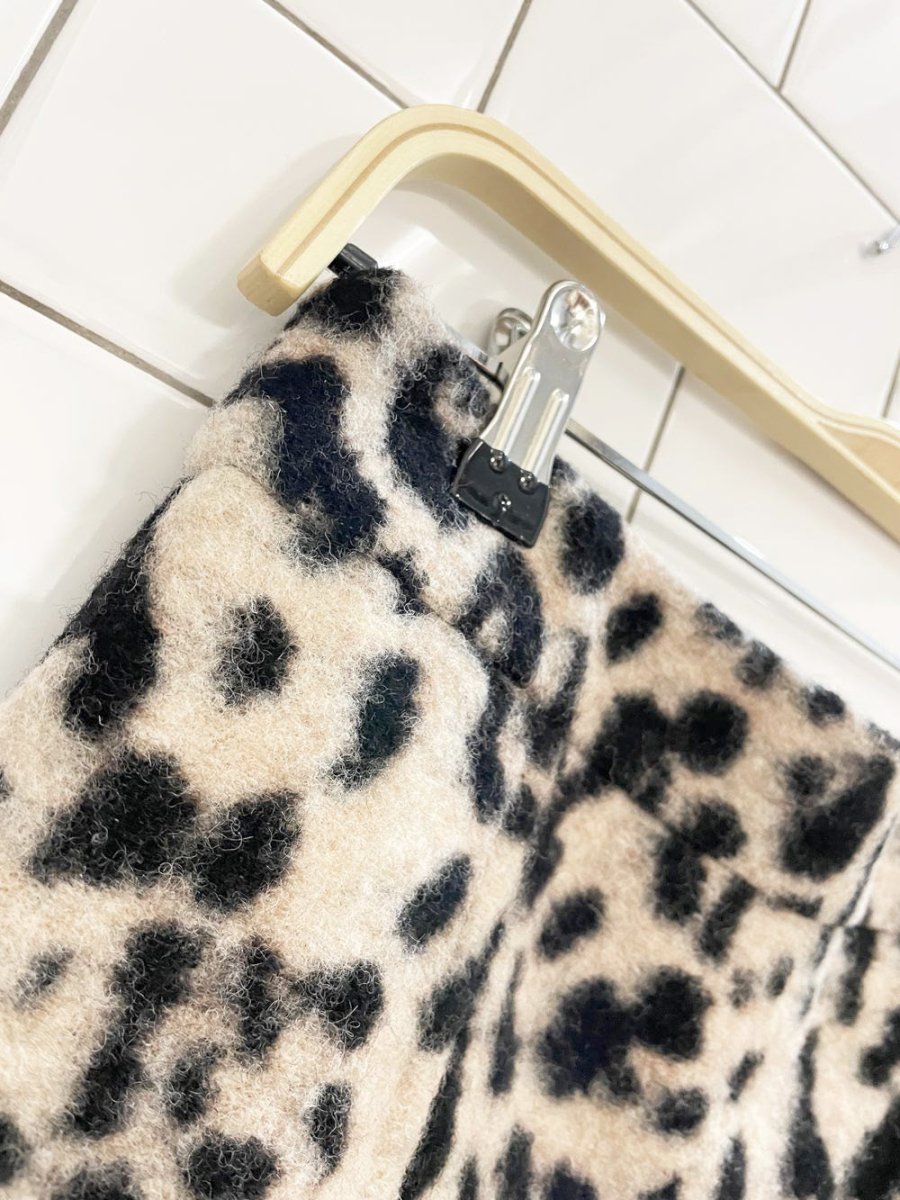 ann taylor felted wool - blend animal print mini skirt - good market thrift store