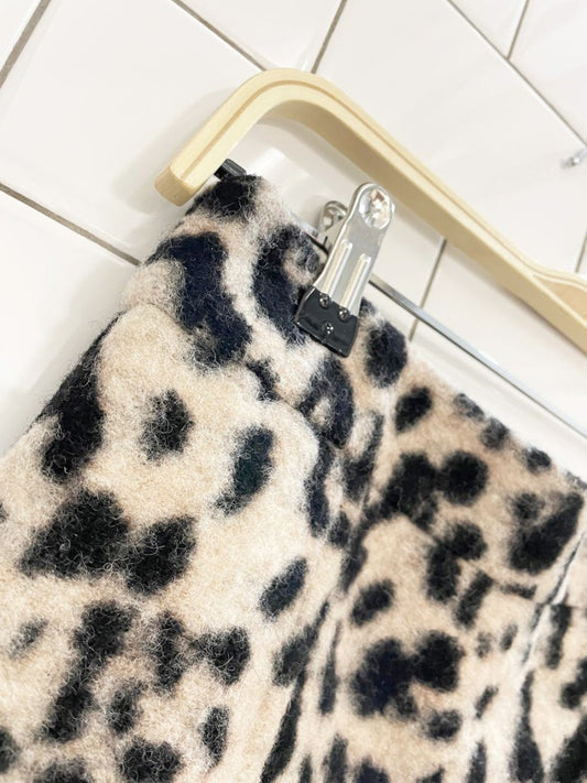 ann taylor felted wool - blend animal print mini skirt - good market thrift store