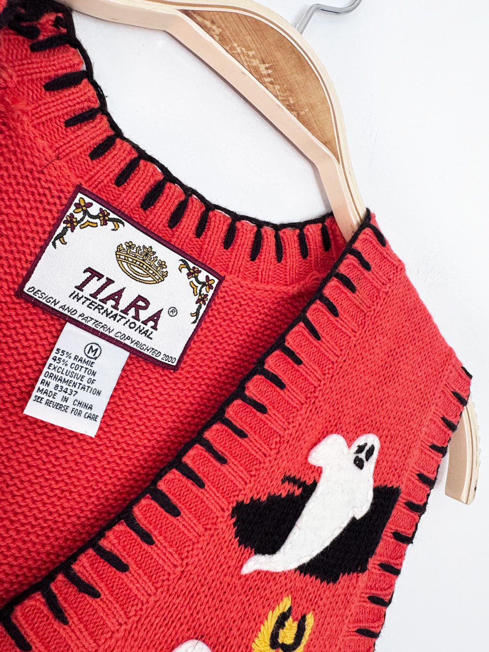 vintage 00s tiara ghostly halloween knit vest | ramie-blend