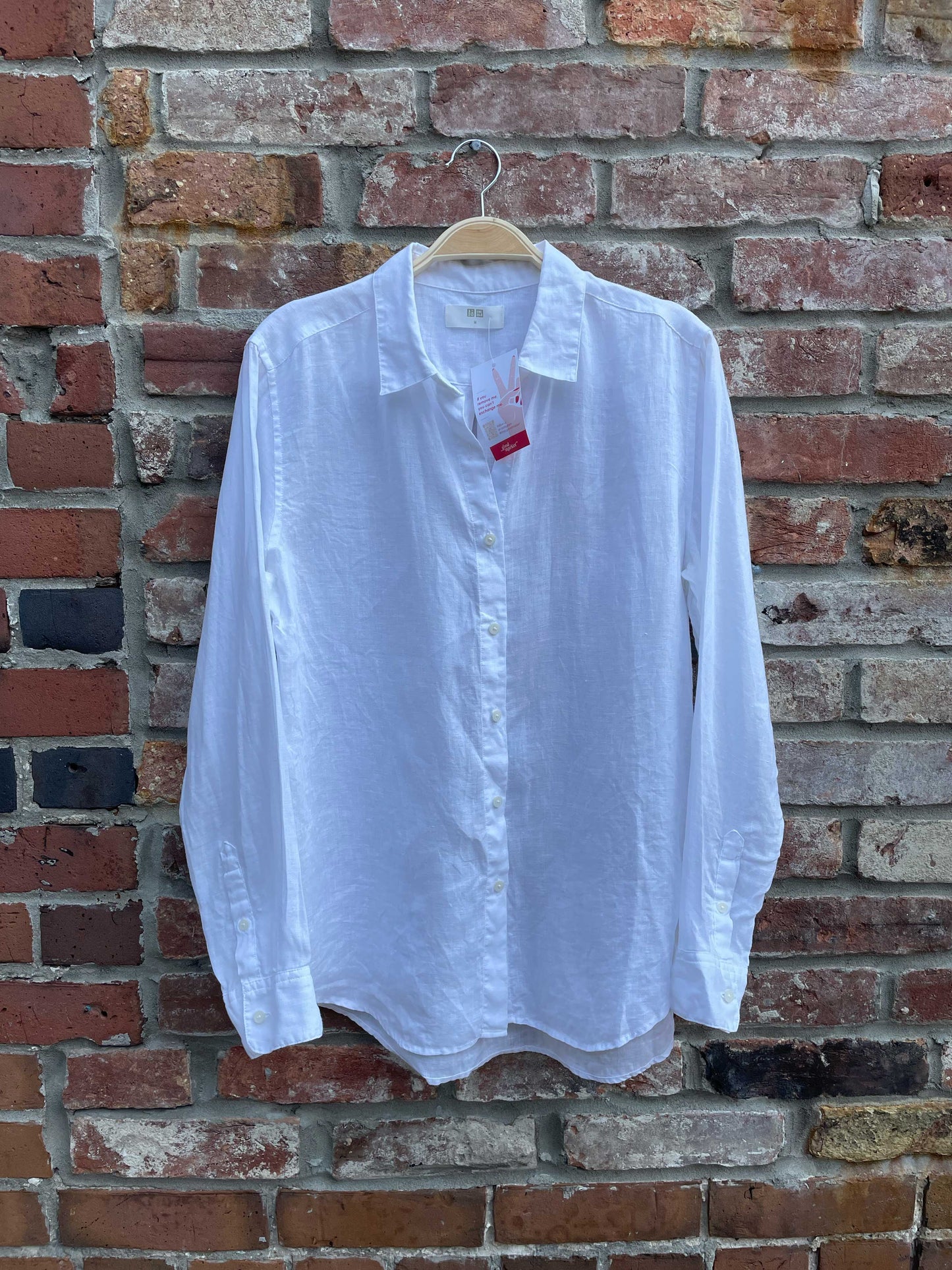 uniqlo white premium linen shirt