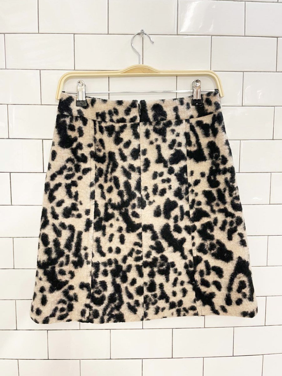 ann taylor felted wool - blend animal print mini skirt - good market thrift store
