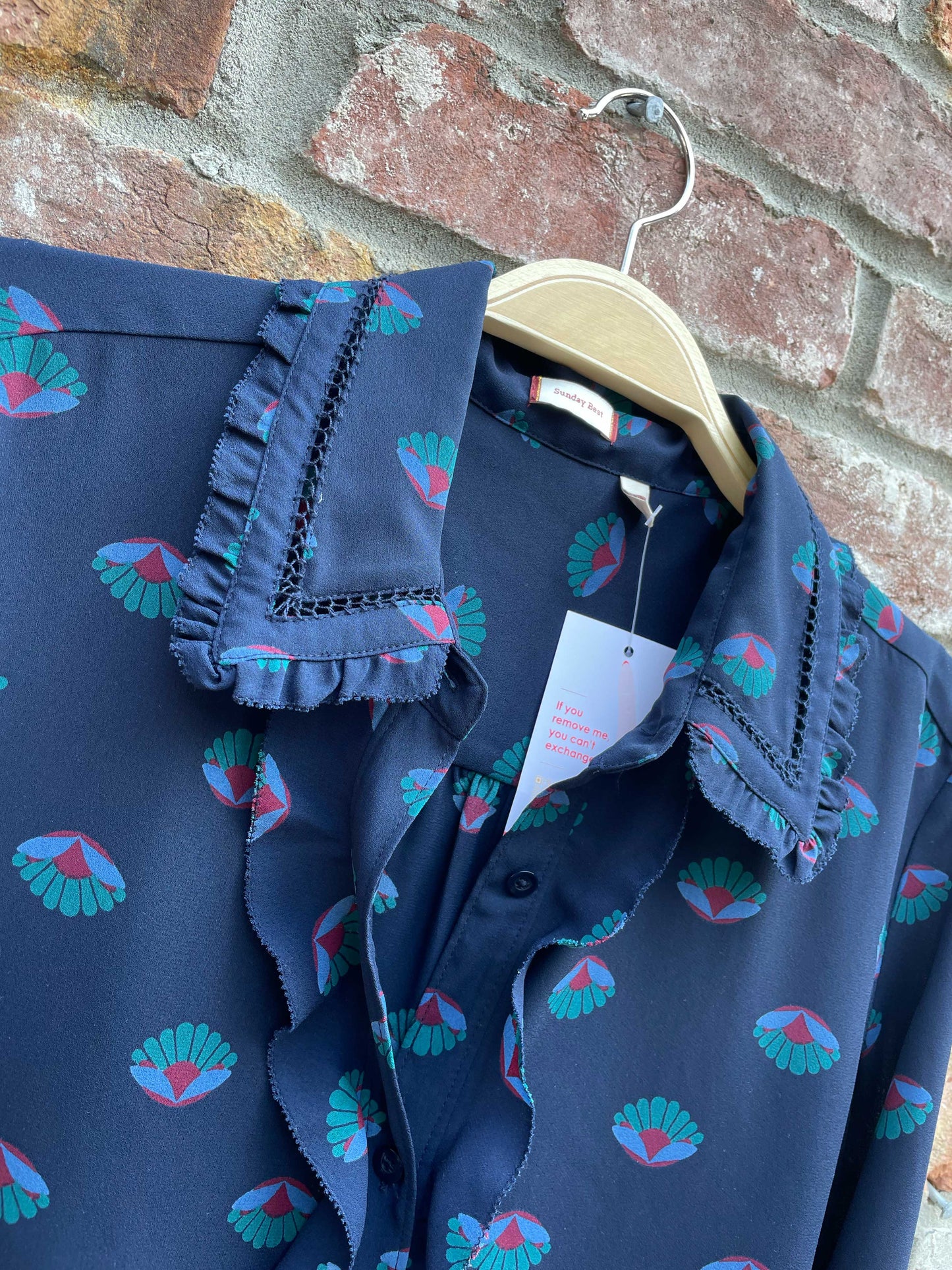 sunday best ruffle collar printed blouse