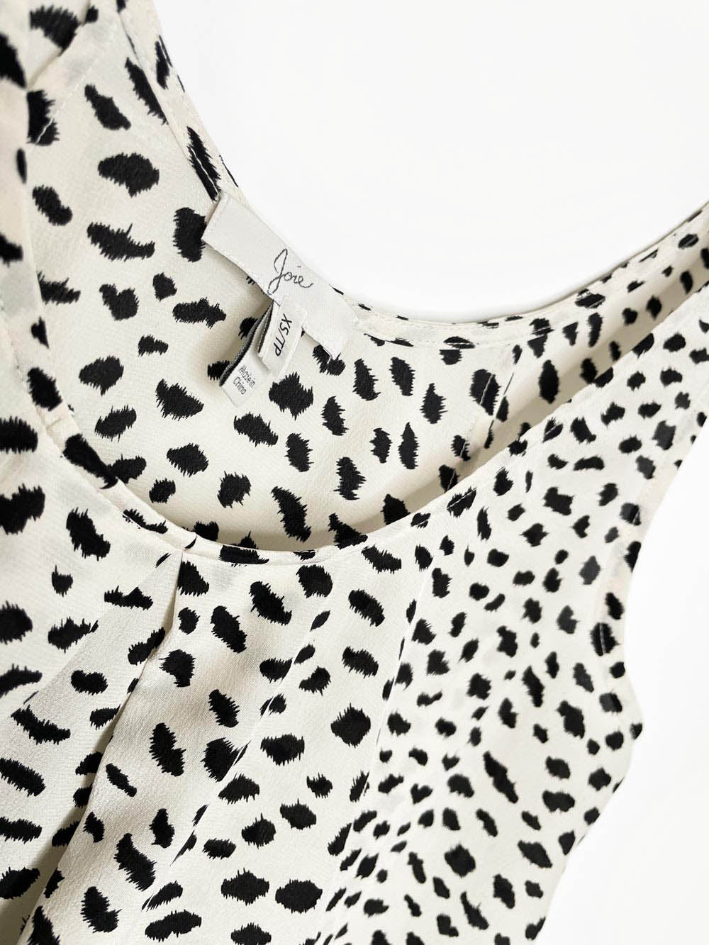 joie 100% silk animal print pleated tank